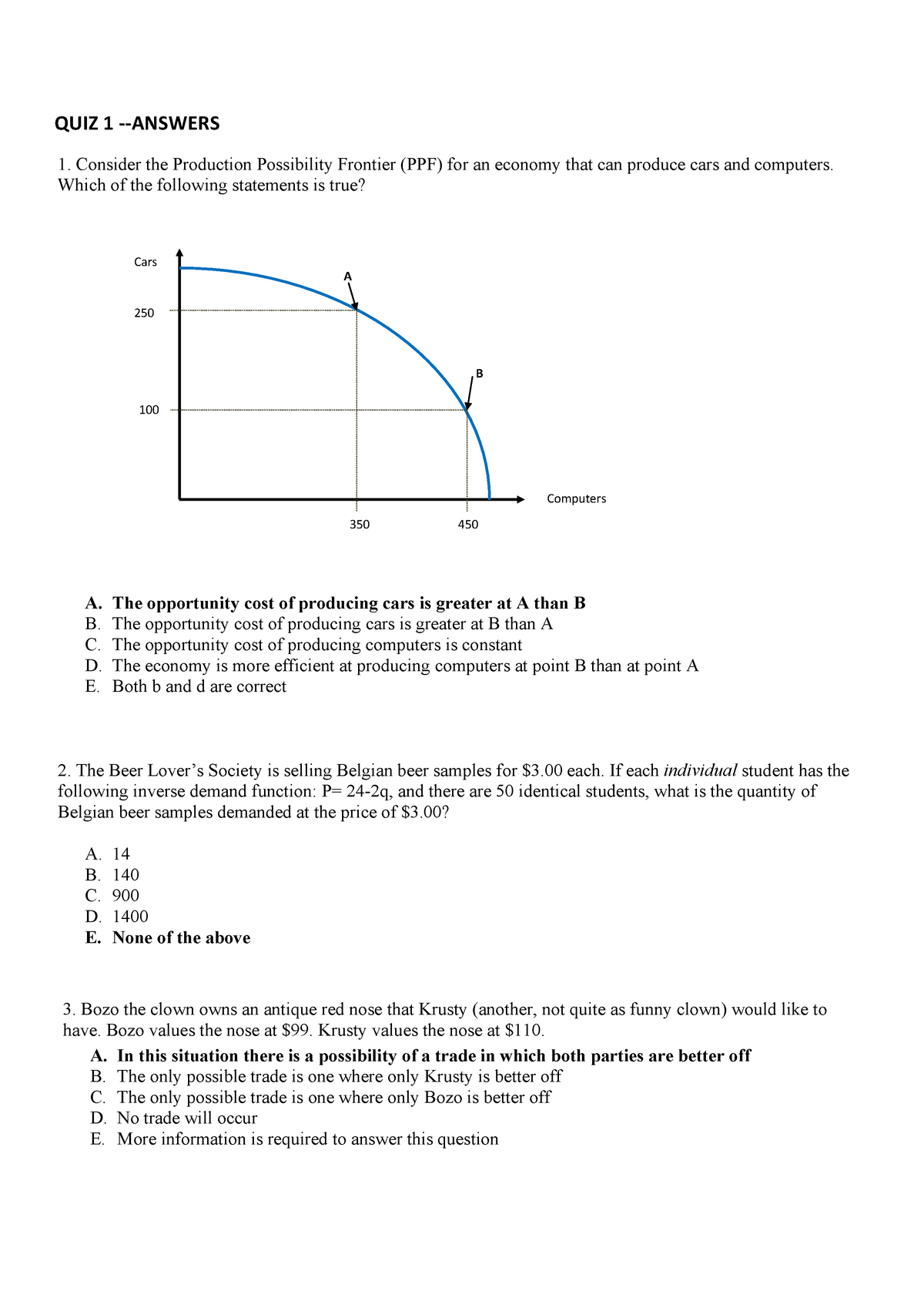 QUIZ Feedback s - QUIZ 1 ‐‐ANSWERS 1. Consider the Production ...