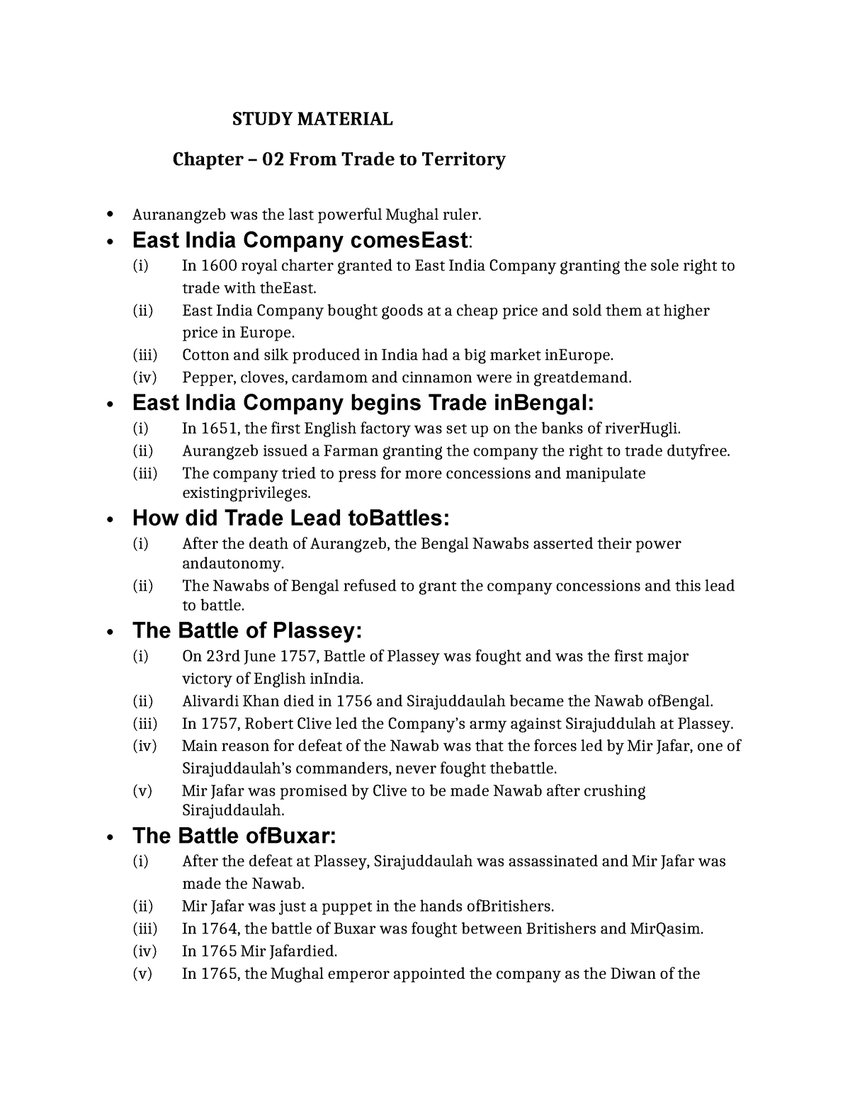 Ch- Trade To Territory - Class 9 - STUDY MATERIAL Chapter – 02 From ...