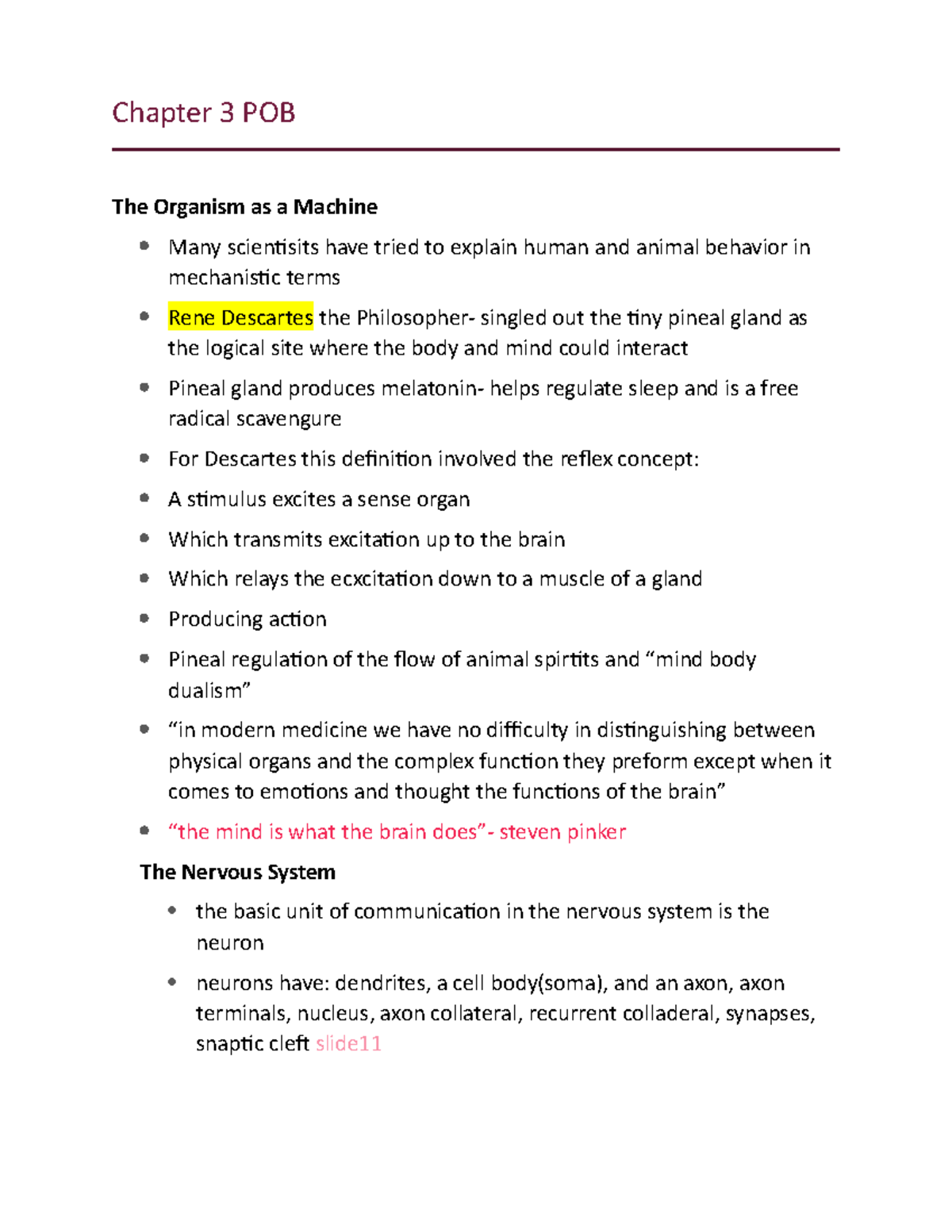Chapter 3 POB - class notes- boehm - Chapter 3 POB The Organism as a ...