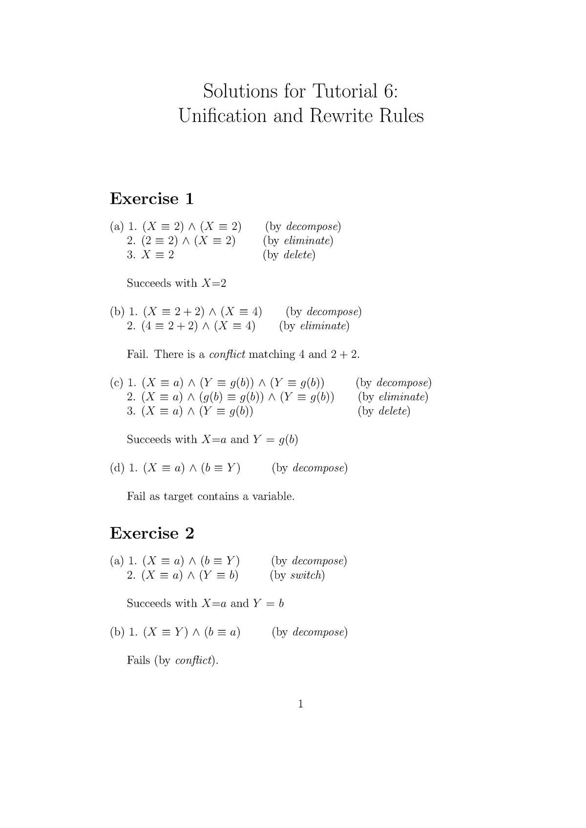 Tutorial 6 Soln Unification And Rewrite Rules Answers Studocu