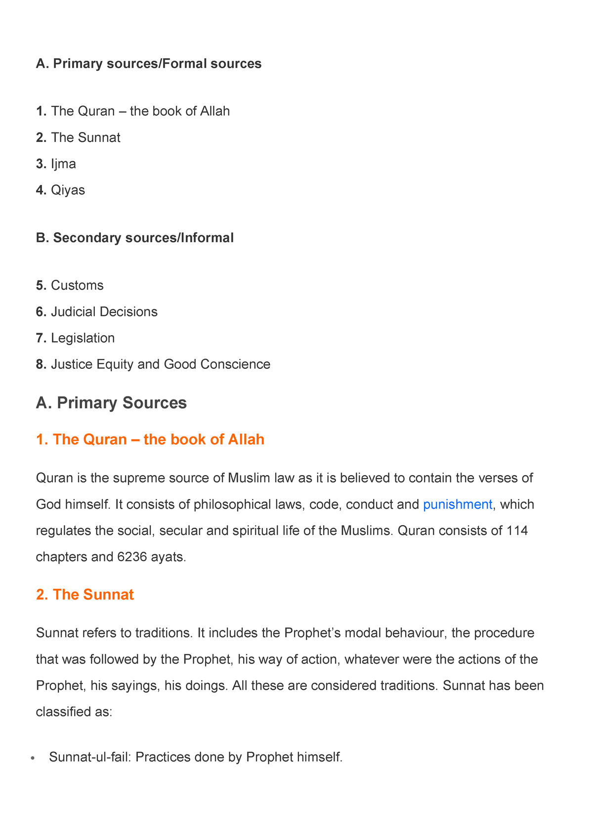 4-sources Of Muslim Law - A. Primary Sources/Formal Sources 1. The ...