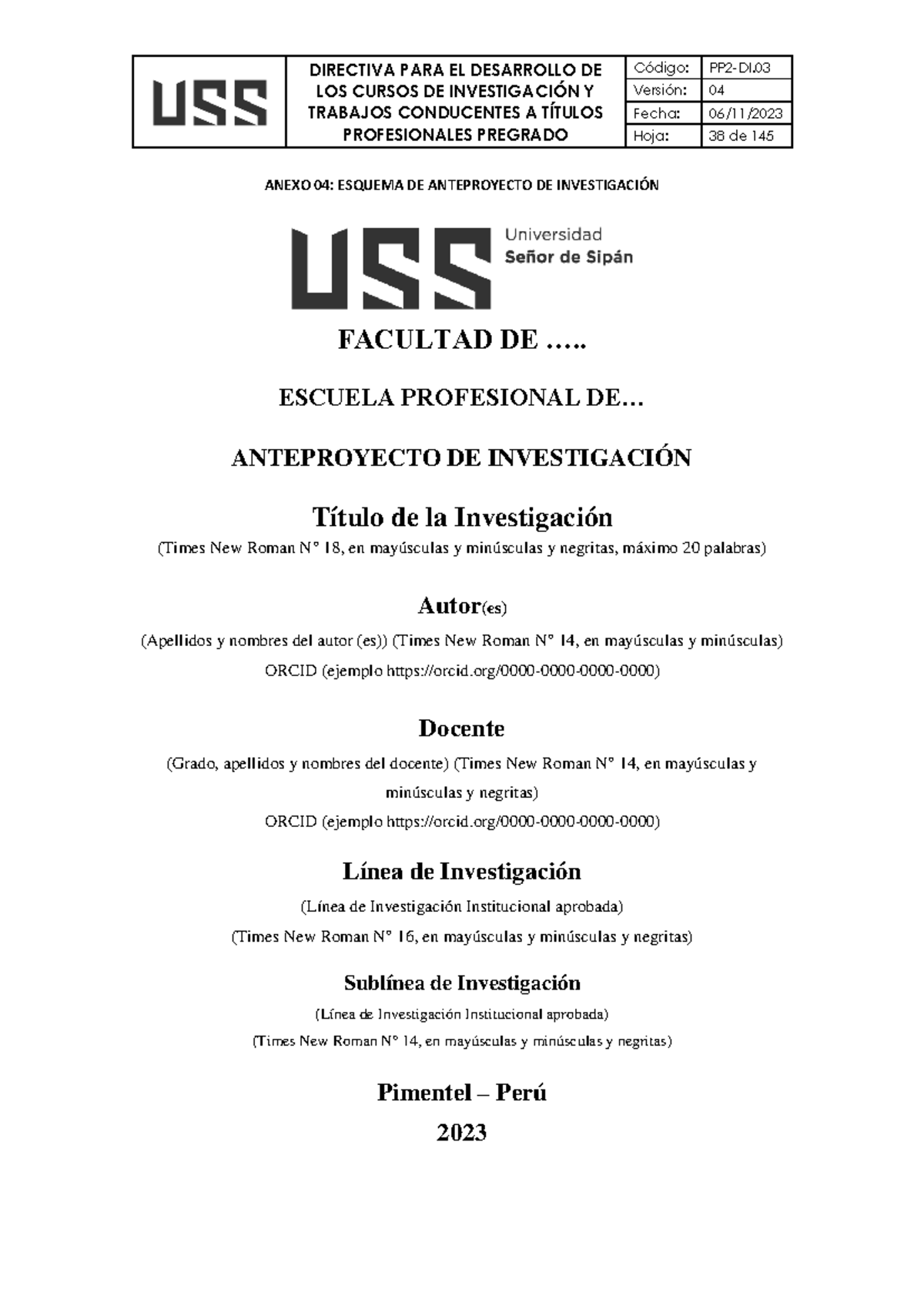 GUIA DE Elaboración DEL Anteproyecto - DIRECTIVA PARA EL DESARROLLO DE ...