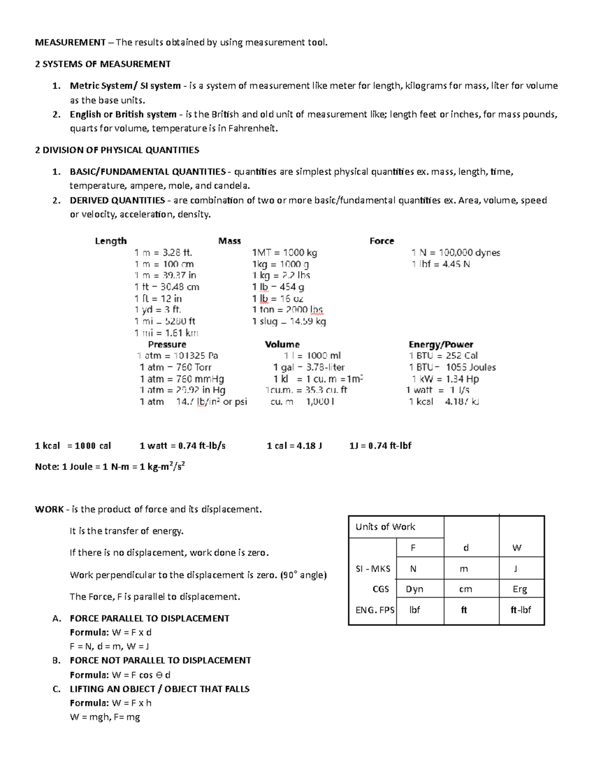 Physics - reviewer 2 - Lecture notes 2 - MEASUREMENT – The results ...