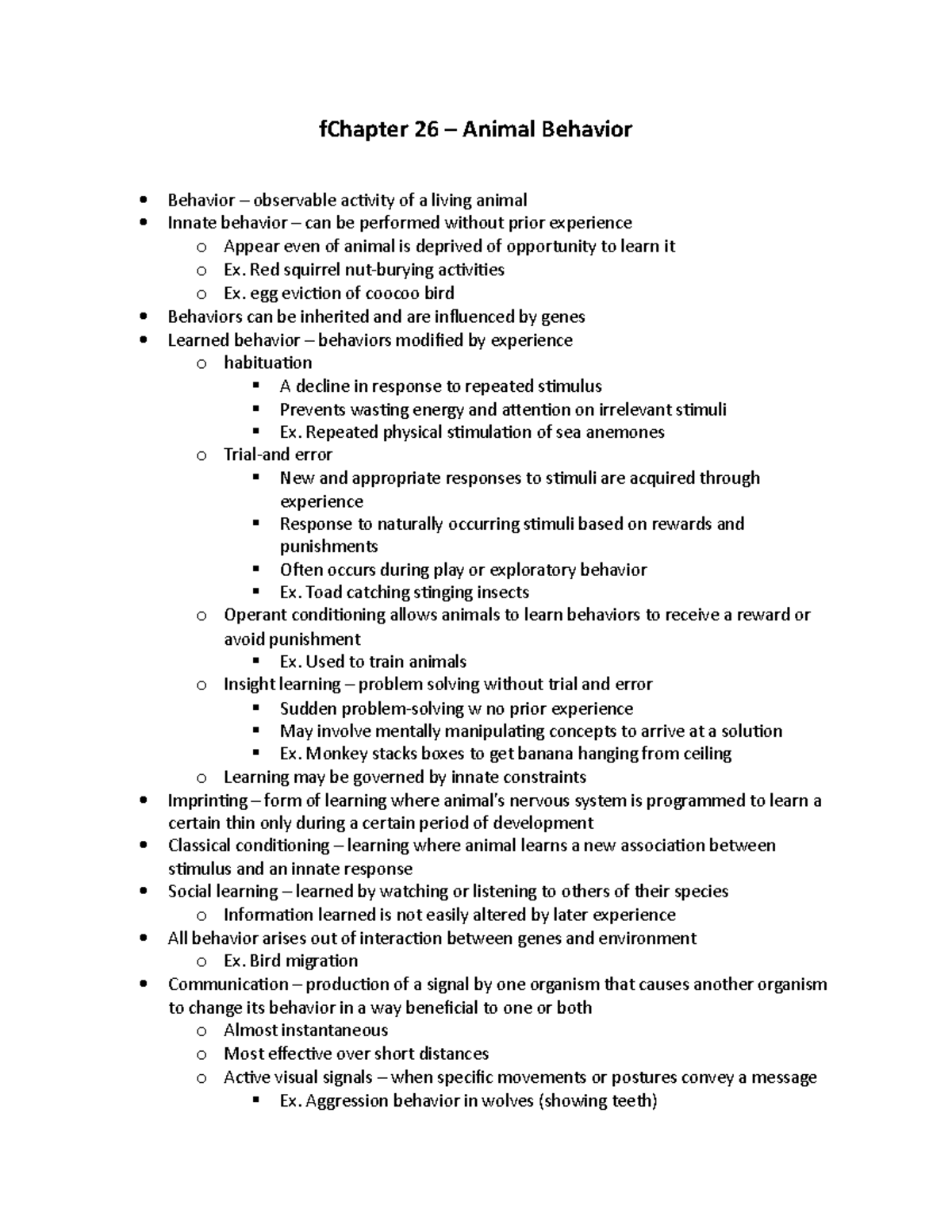 Chapter 26 Animal Behavior fChapter 26 Animal Behavior Behavior