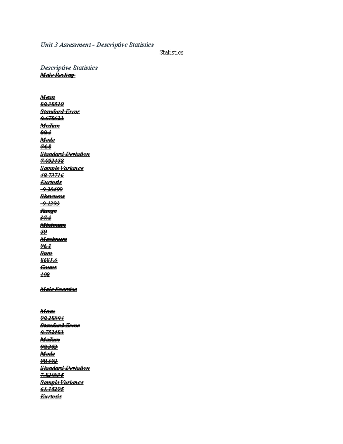 Unit 3 Descriptive Statistics Unit 3 Assessment Descriptive Unit 3 Descriptive Statistics Unit 3 Assessment Descriptive