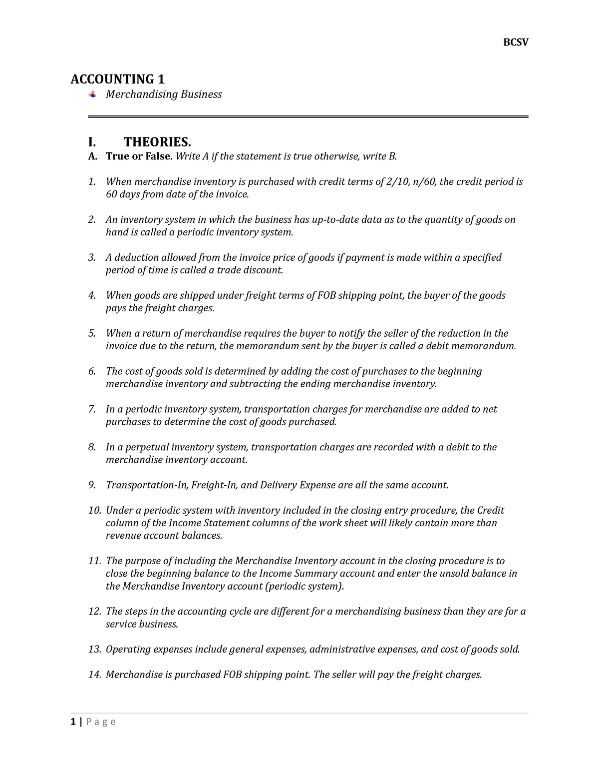 Acc 1 6 Check Financial Accounting 1 Practice Questions Studocu