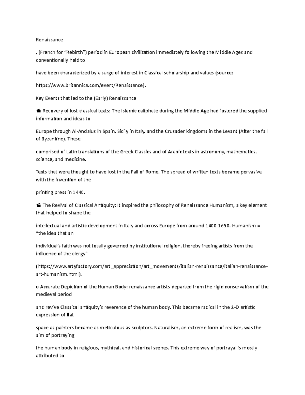 Renaissance - Key Events that led to the (Early) Renaissance Recovery ...
