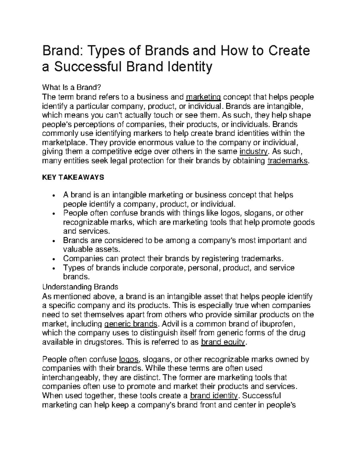 Brand - Brands are intangible, which means you can't actually touch or ...