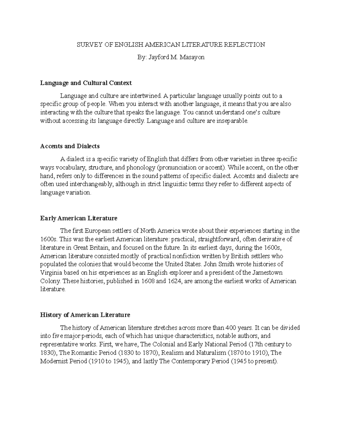 survey-of-english-american-literature-reflection-survey-of-english