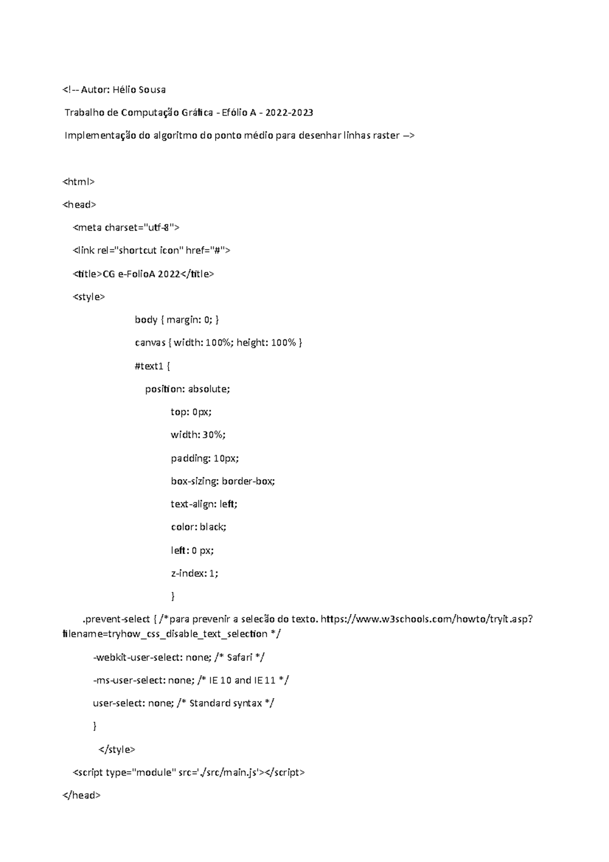 Index - Ficheiro .html para correr o programa num navegador. Usei o VS ...