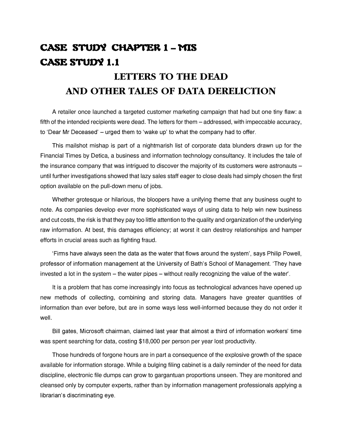 case study chapter 1