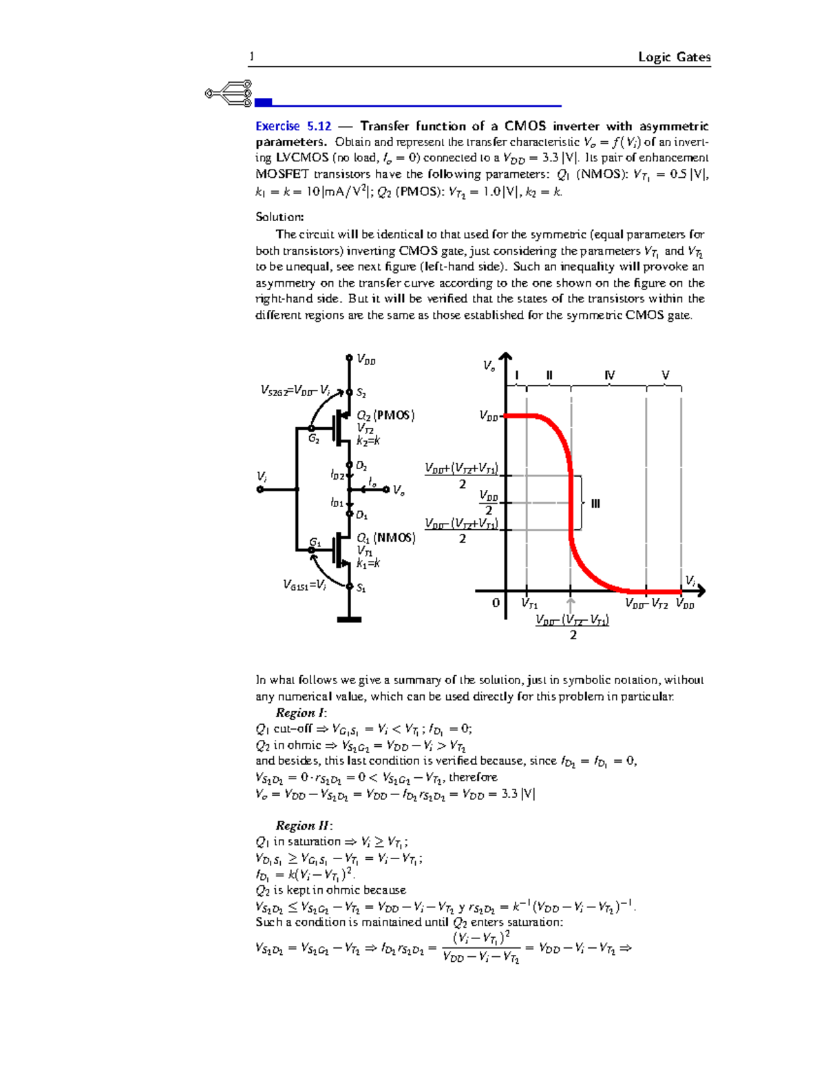 Et19 Proposed Exercise 5 1 Logic Gates Exercise 5 12 Transfer Function Of A Cmos Inverter With Studocu