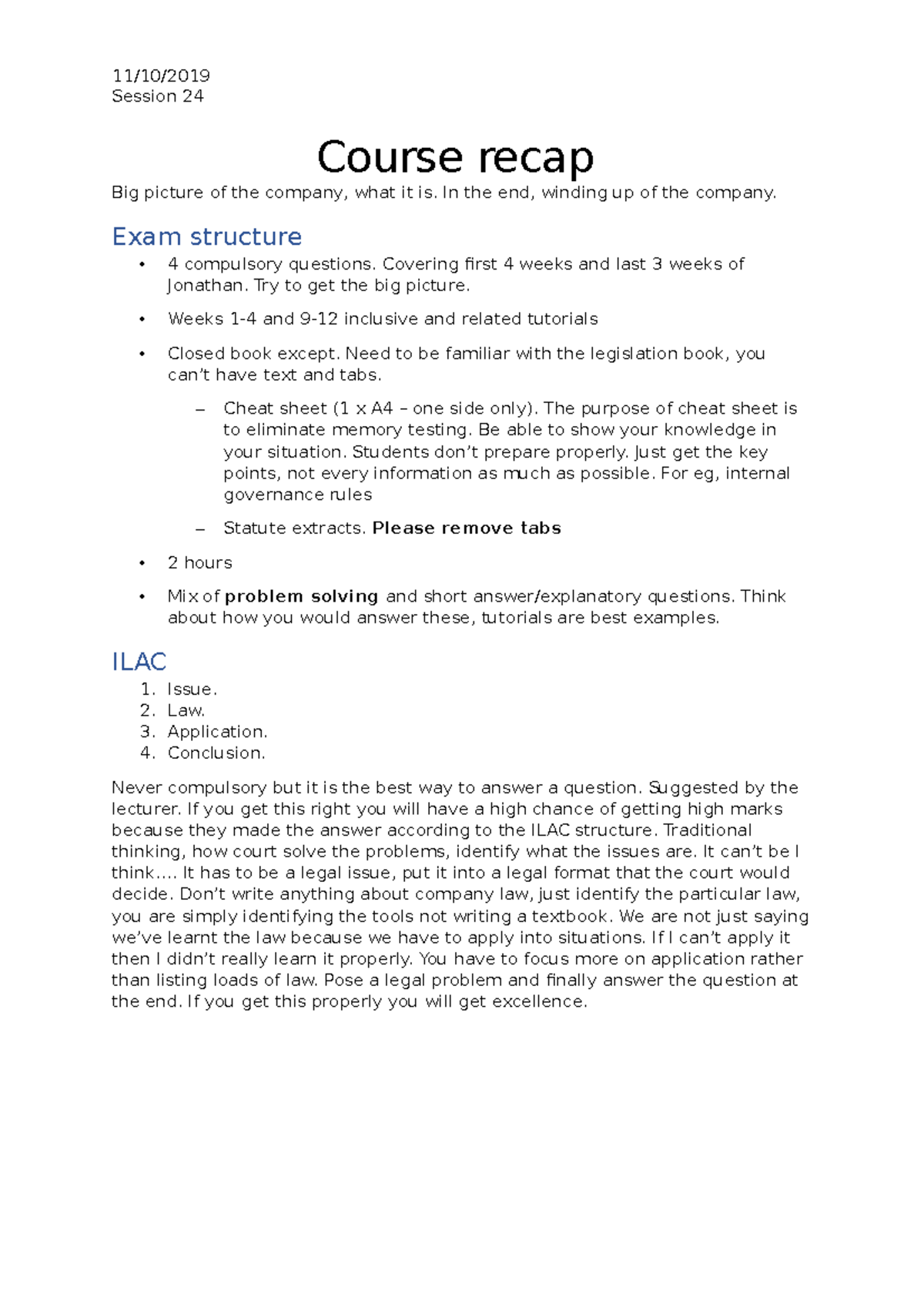 Session 24 Course recap.docx - Session 24 Course recap Big picture of ...