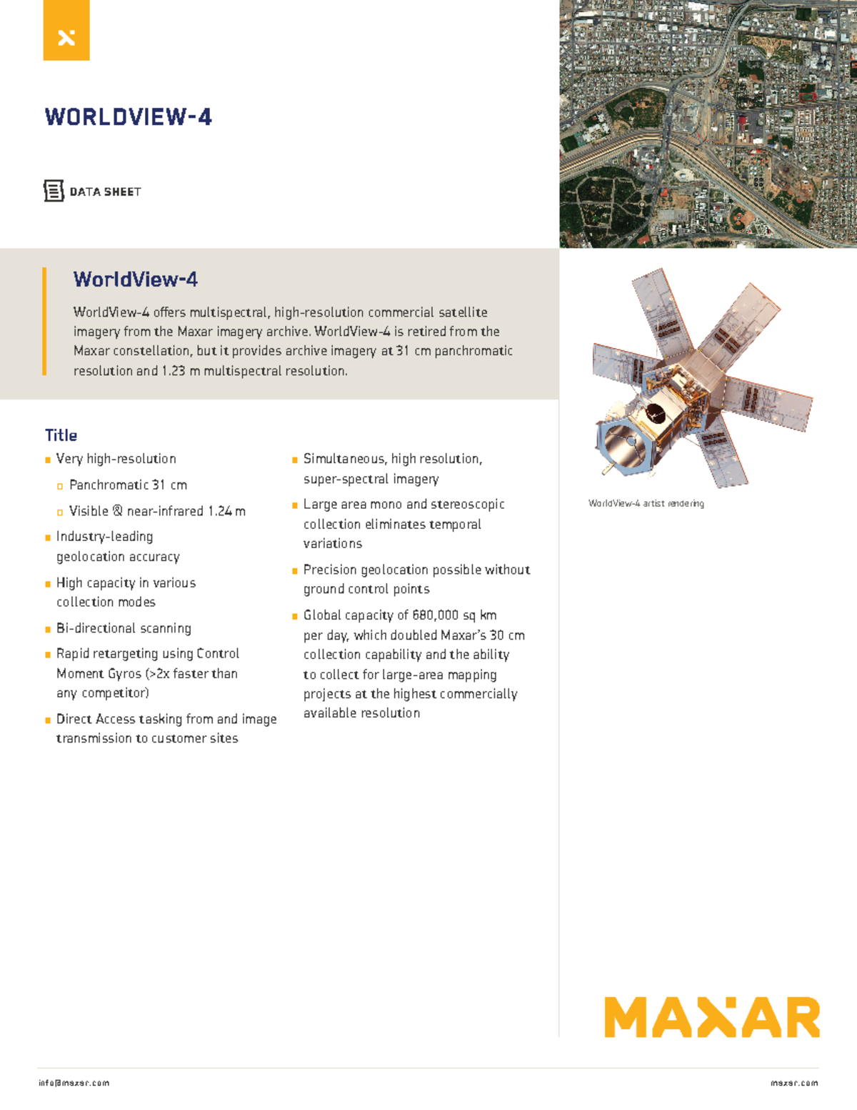 Worldview-4 - Hoja de datos satelites - data sheet Title Very high ...