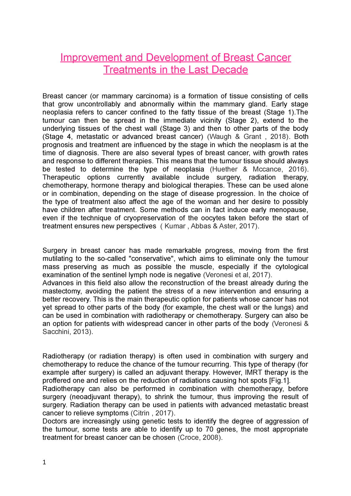 breast cancer conclusion on essay