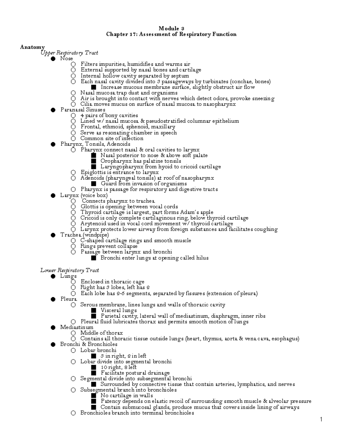 371 Module 3- Ch 17 Assessment of Respiratory Function - Module 3 ...