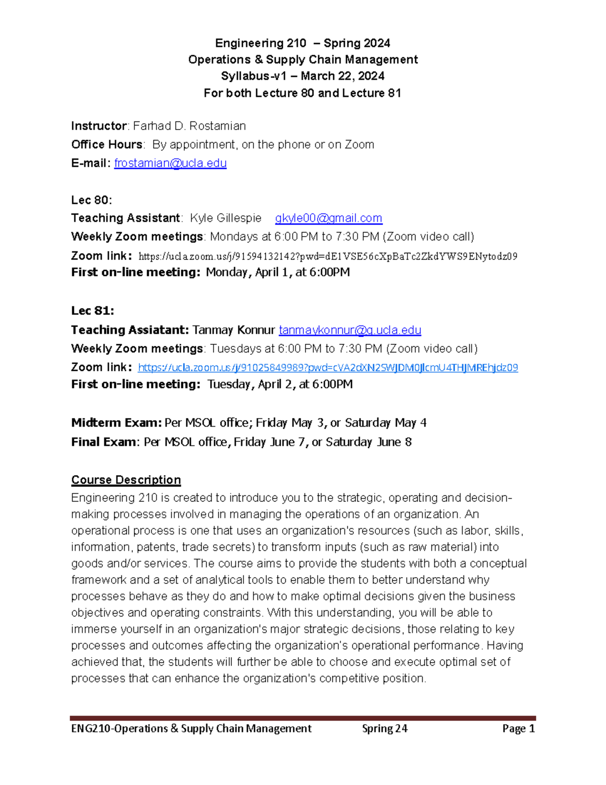 ENG210-Syllabus-Rostamian-Sp24-1 - Engineering 210 – Spring 2024 ...