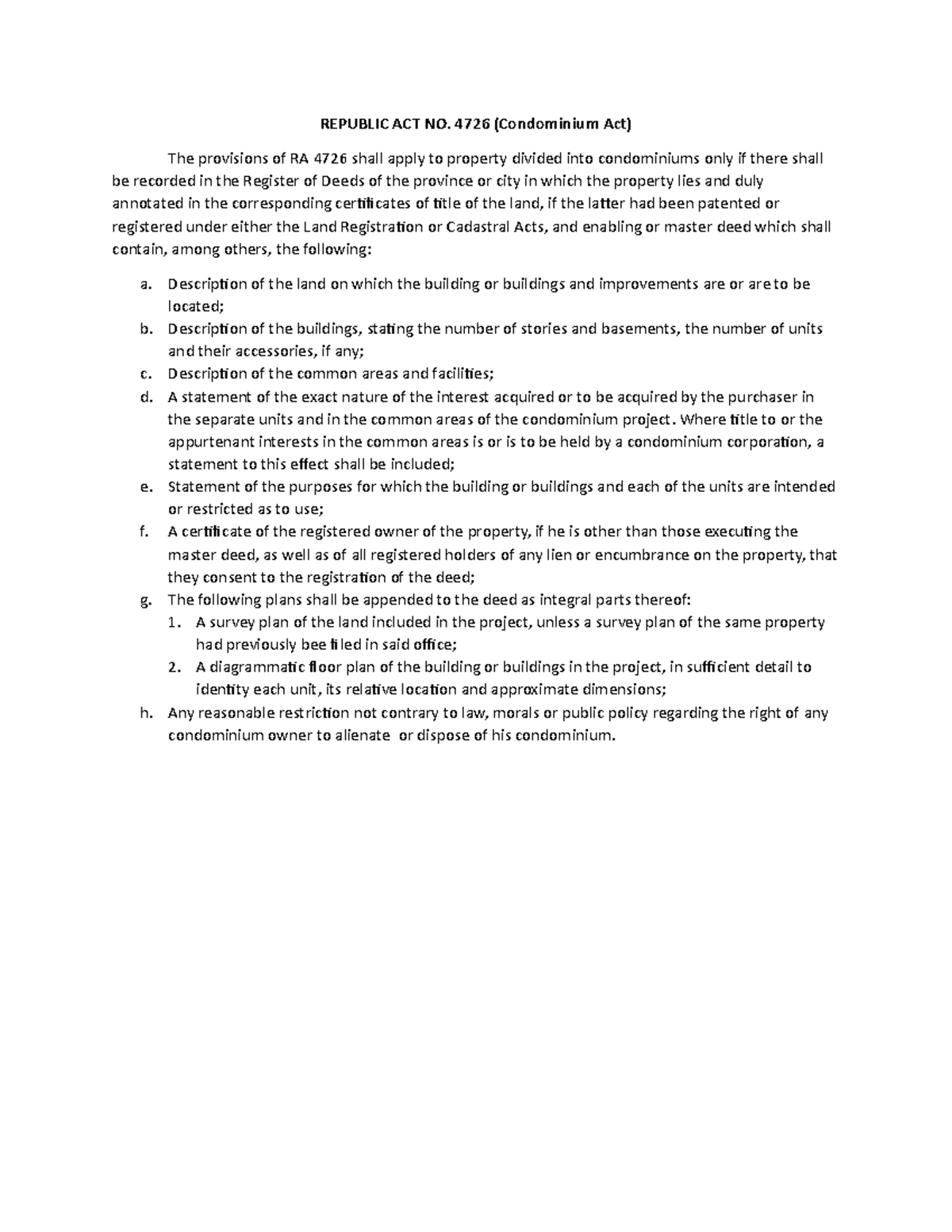 RA 4726 - Real Estate Subdivision and Condominium - REPUBLIC ACT NO ...