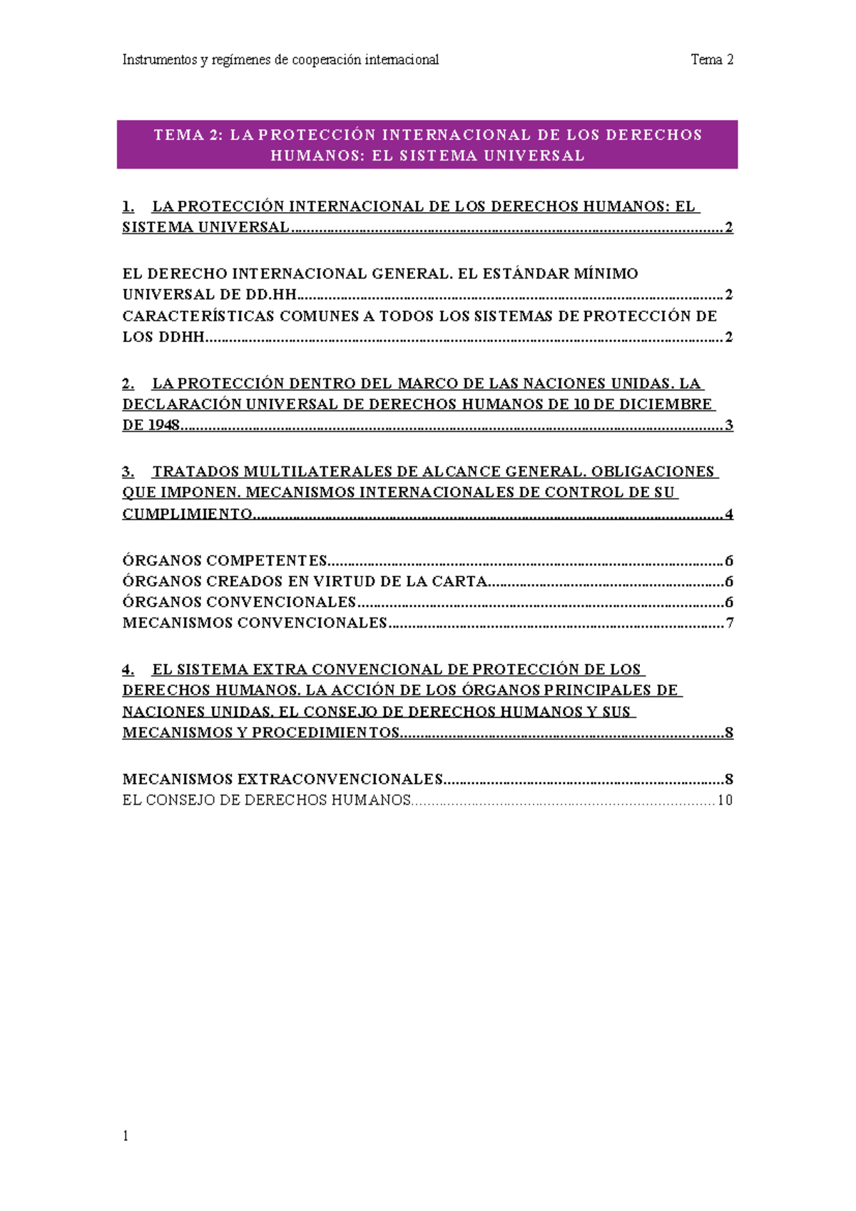2. La protección internacional de los derechos humanos - TEMA 2: LA ...