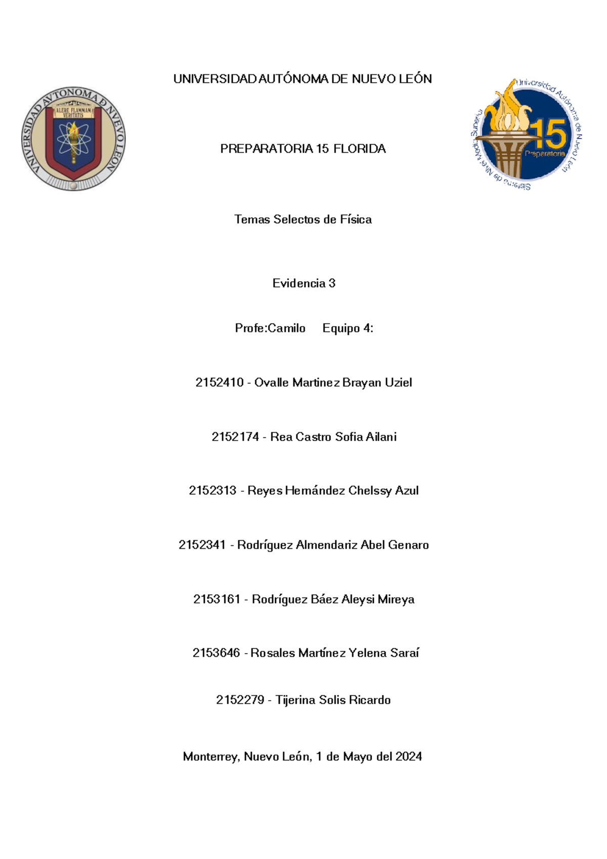 Eq4-física-evidencia - UNIVERSIDAD AUTÓNOMA DE NUEVO LEÓN PREPARATORIA ...