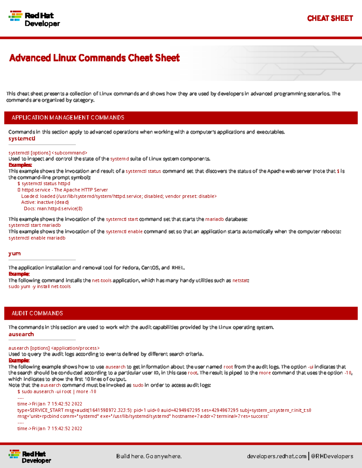 Advanced linux commands cheat sheet red hat developer - T h i s ch eat ...