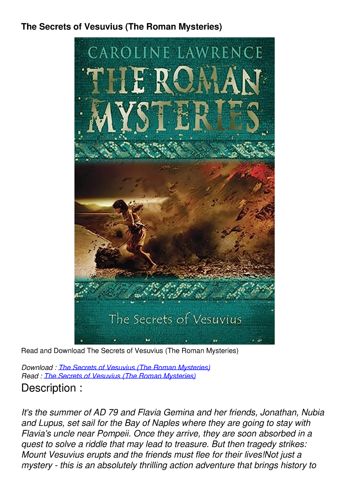 [PDF READ ONLINE] The Secrets Of Vesuvius (The Roman Mysteries) - The ...