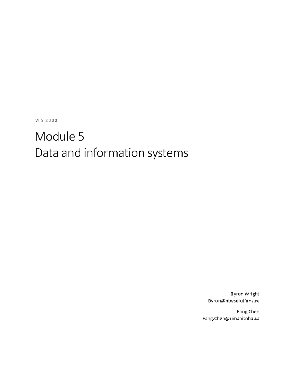5-Data And IS - pdf doc - MIS 2000 Module 5 Data and information ...