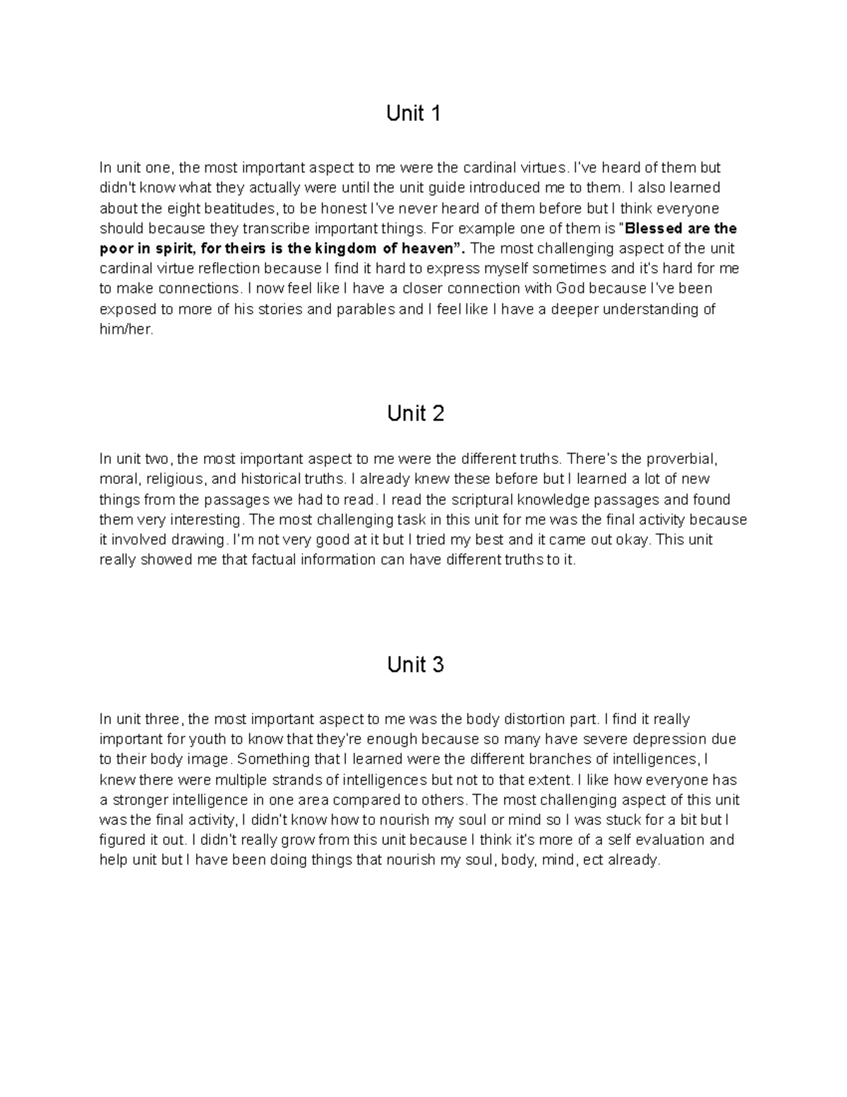 Untitled document (12) Unit 1 In unit one, the most important aspect