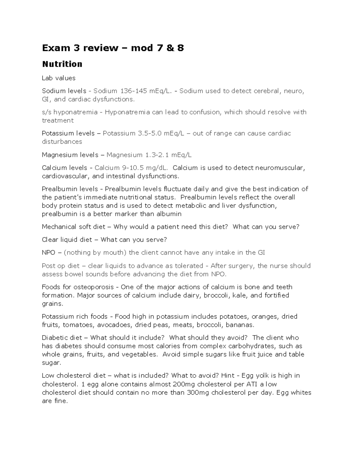 215 Exam 3 mod 7 8 - Lecture Notes - Exam 3 review – mod 7 & 8 ...