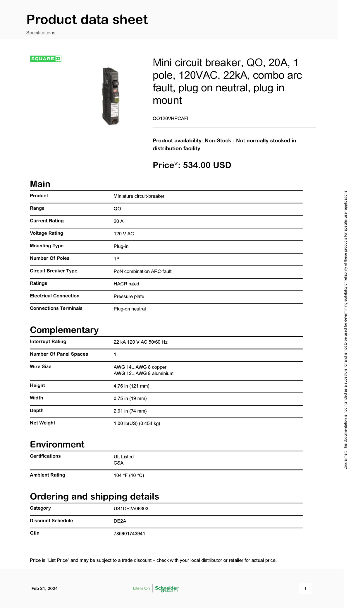 Schneider Electric Square-D-QO-and-QOB-Miniature-Circuit-Breakers QO120 ...