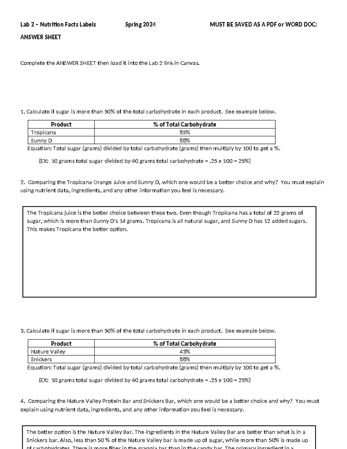 Lab 2 Nutrition Facts Labels Quizlet at Cindy Bowers blog