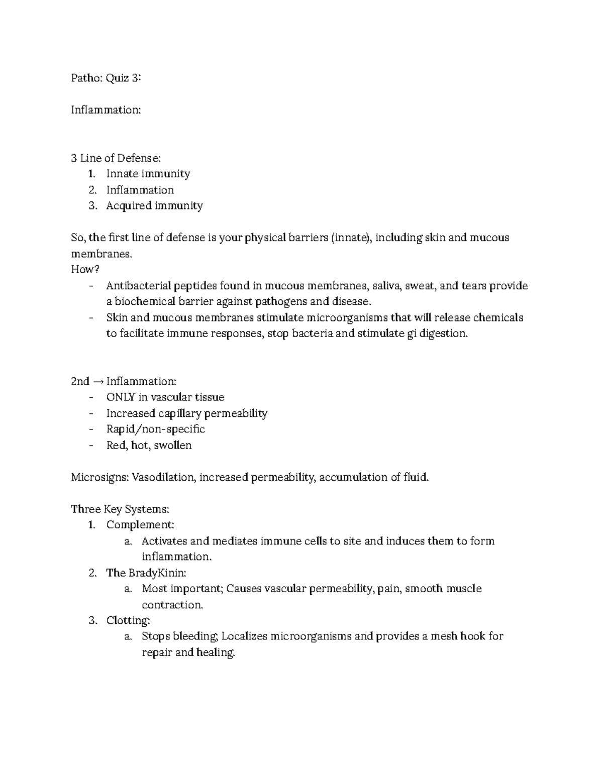 Inflammation - notes - Nurs 2003 - Memorial University - Studocu