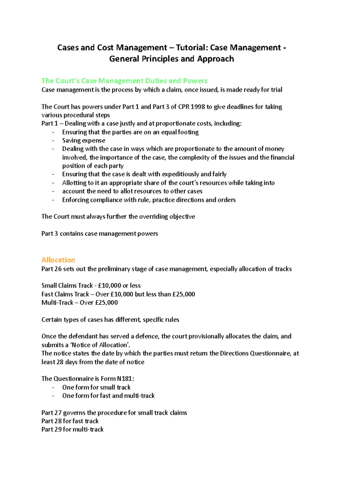 Cases and Cost Management – Tutorial- Case Management - General ...