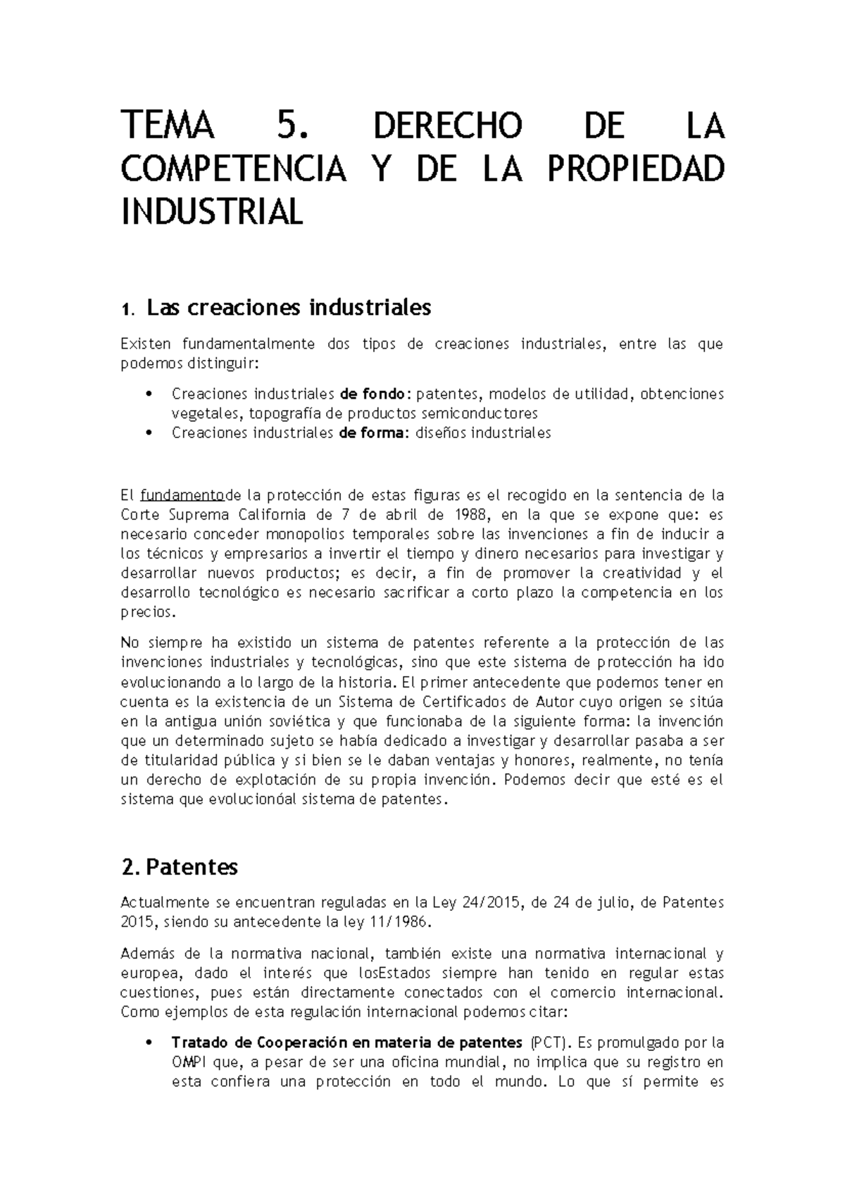 TEMA 5 Propiedad Industrial - TEMA 5. DERECHO DE LA COMPETENCIA Y DE LA ...
