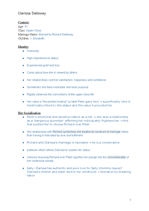 Mrs Dalloway Character Analysis