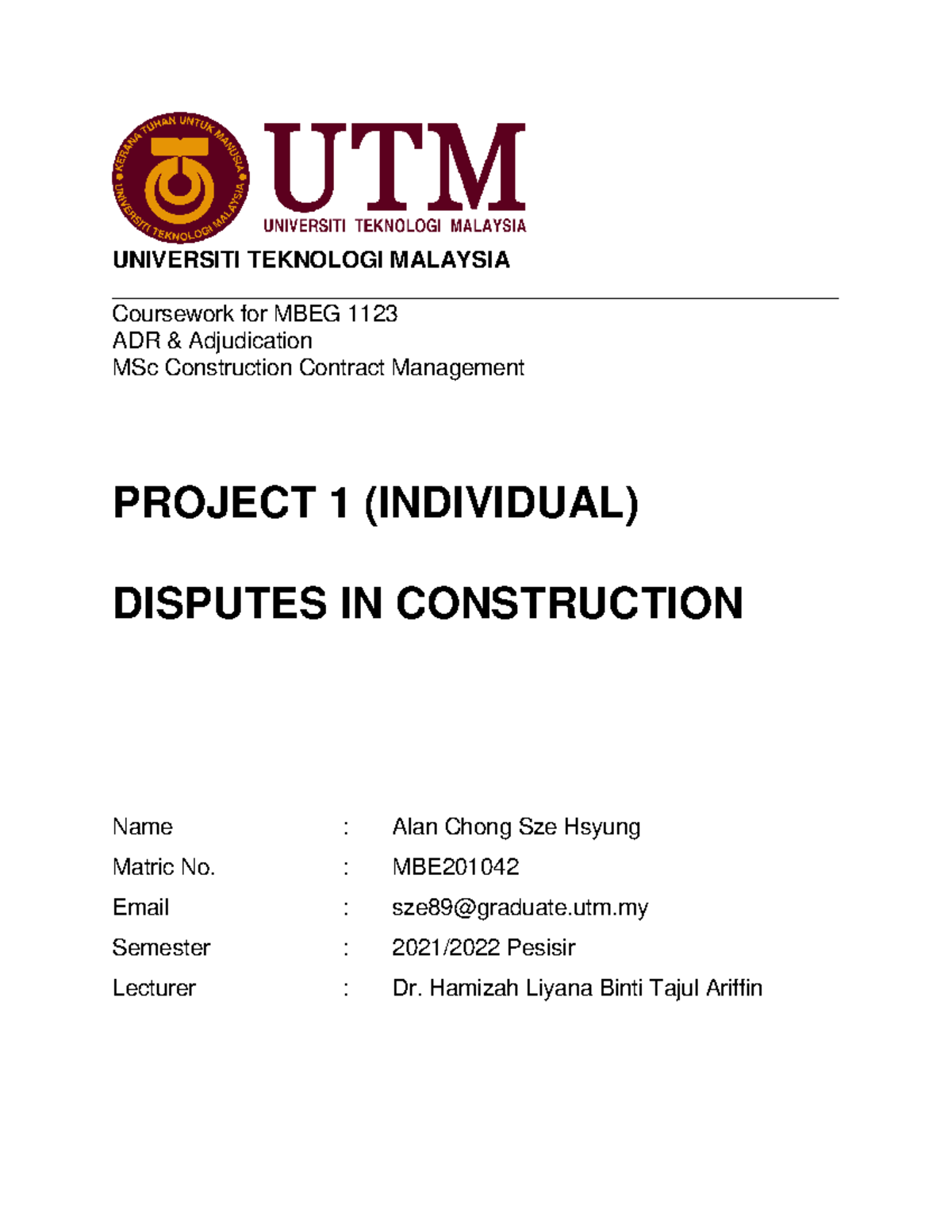 contoh assignment utm