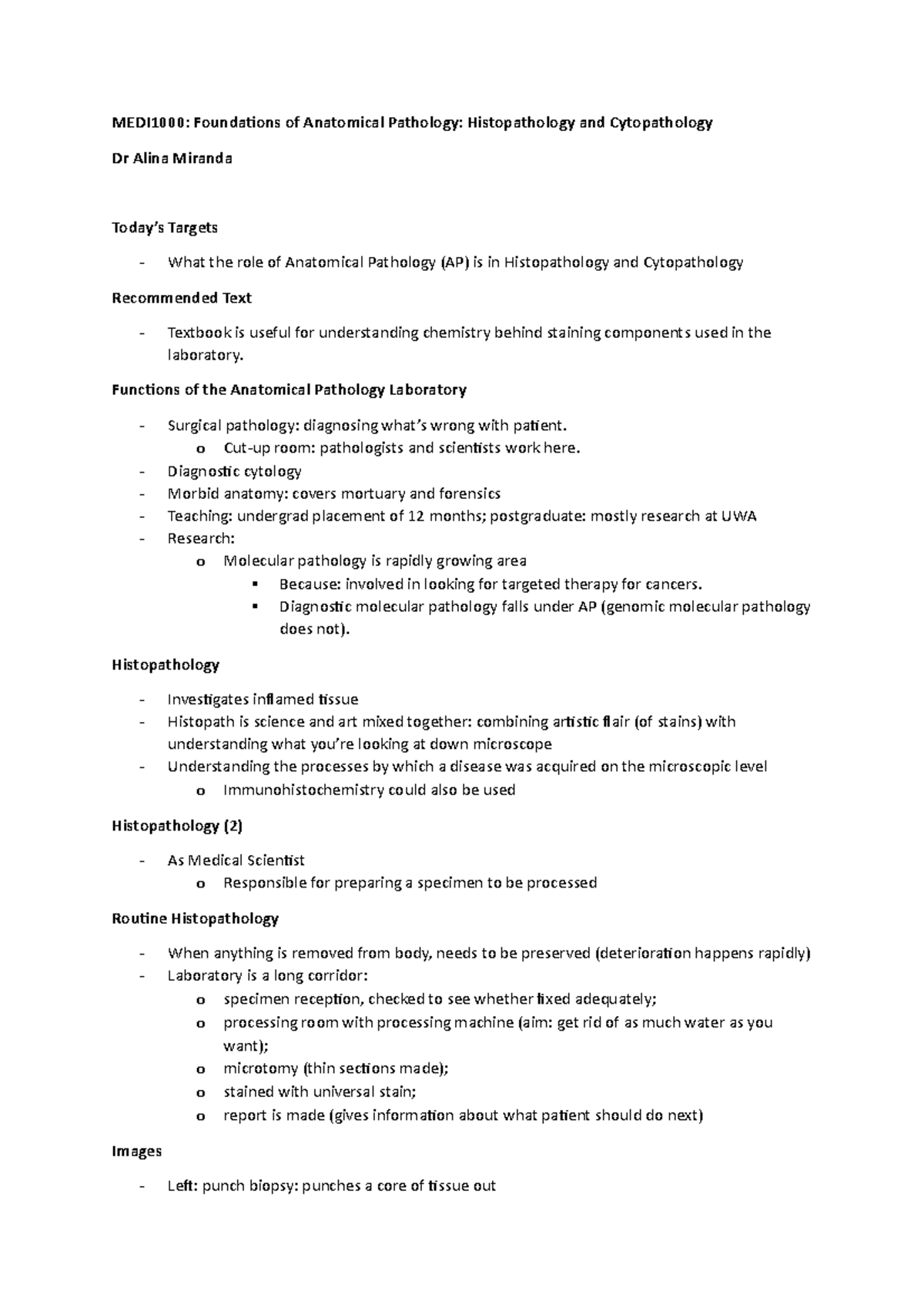 MEDI1000 Week 8 - lecture notes - MEDI1000: Foundations of Anatomical ...