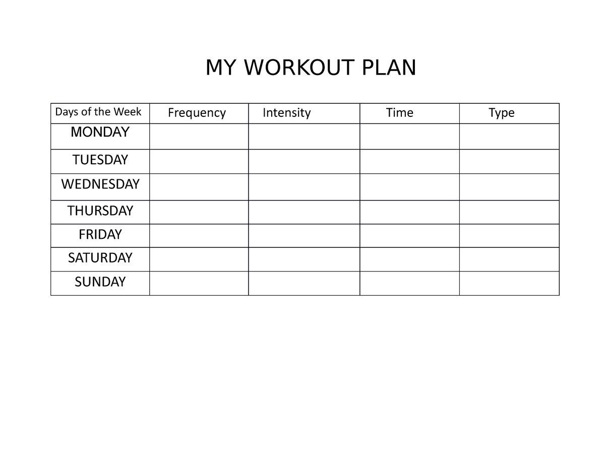Mapeh- Workout- Plans - qewqweqe - MY WORKOUT PLAN Days of the Week ...