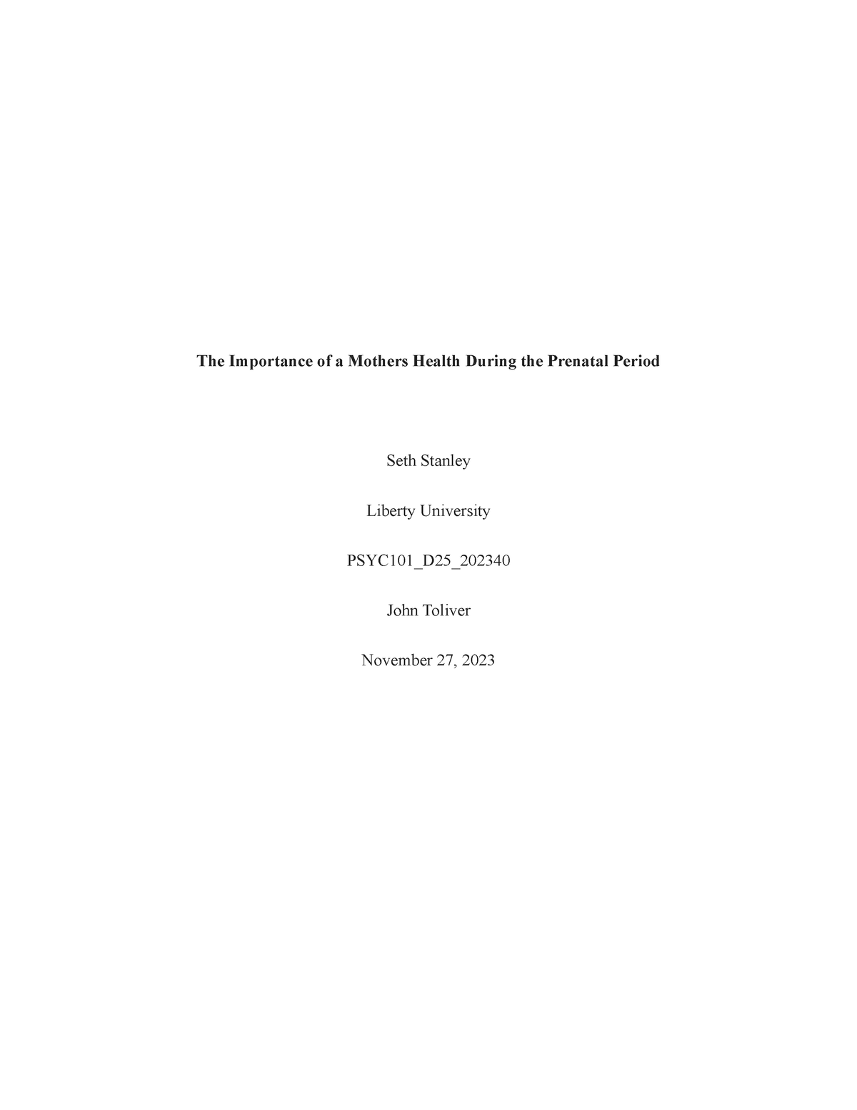 The Importains of the mothers health in the prenatle peroid - The ...