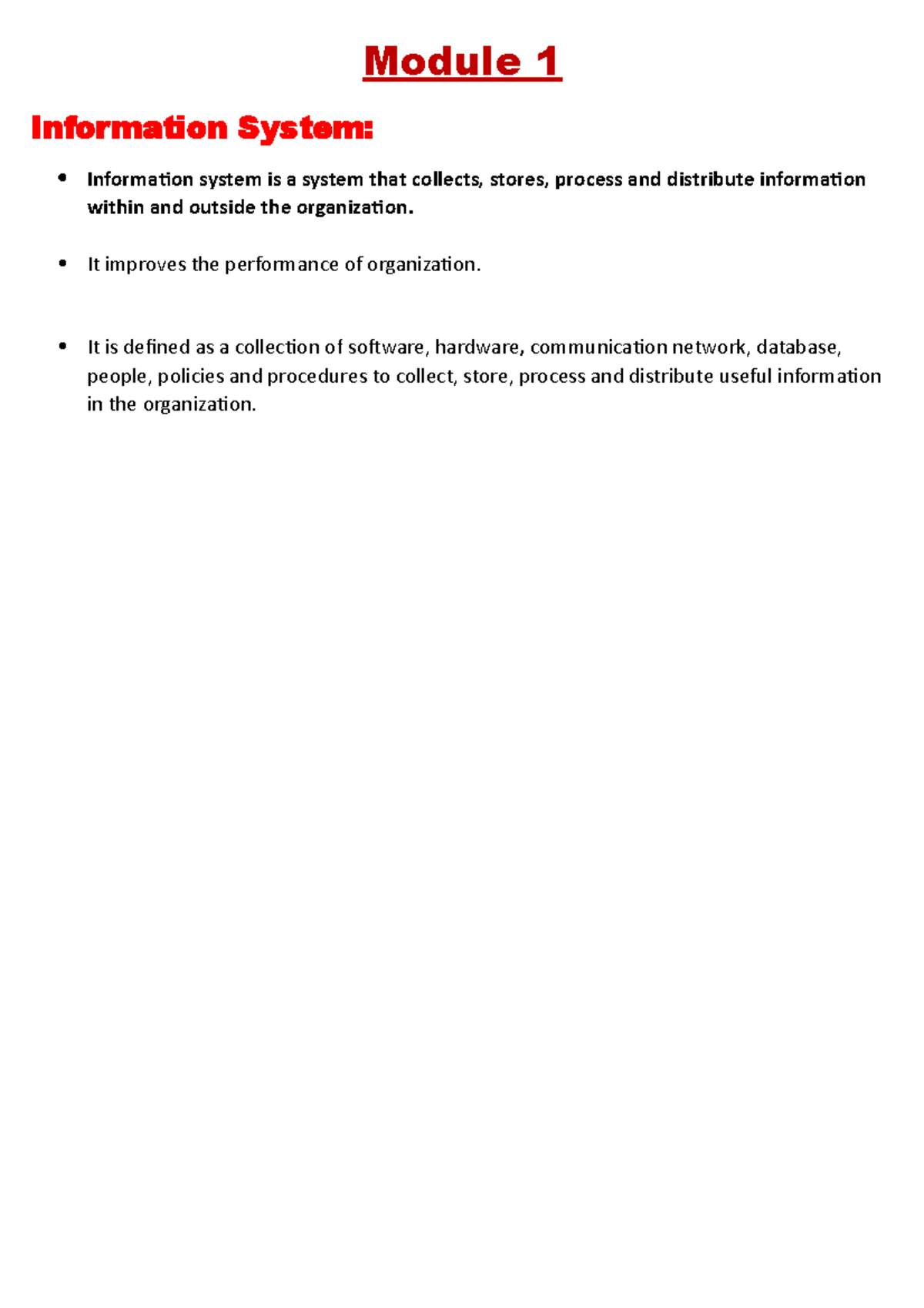 Management Information System Module 1 Information System