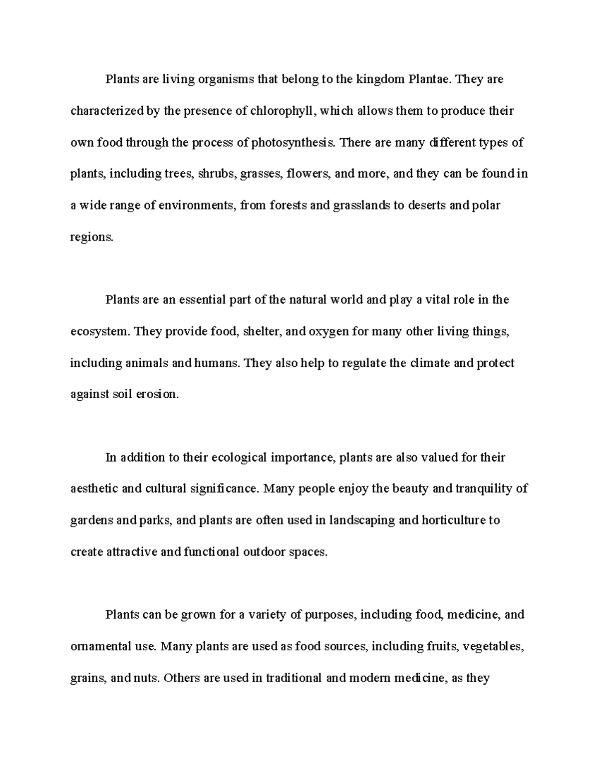 Plants Essay Semester 1 Plants are living organisms that belong to