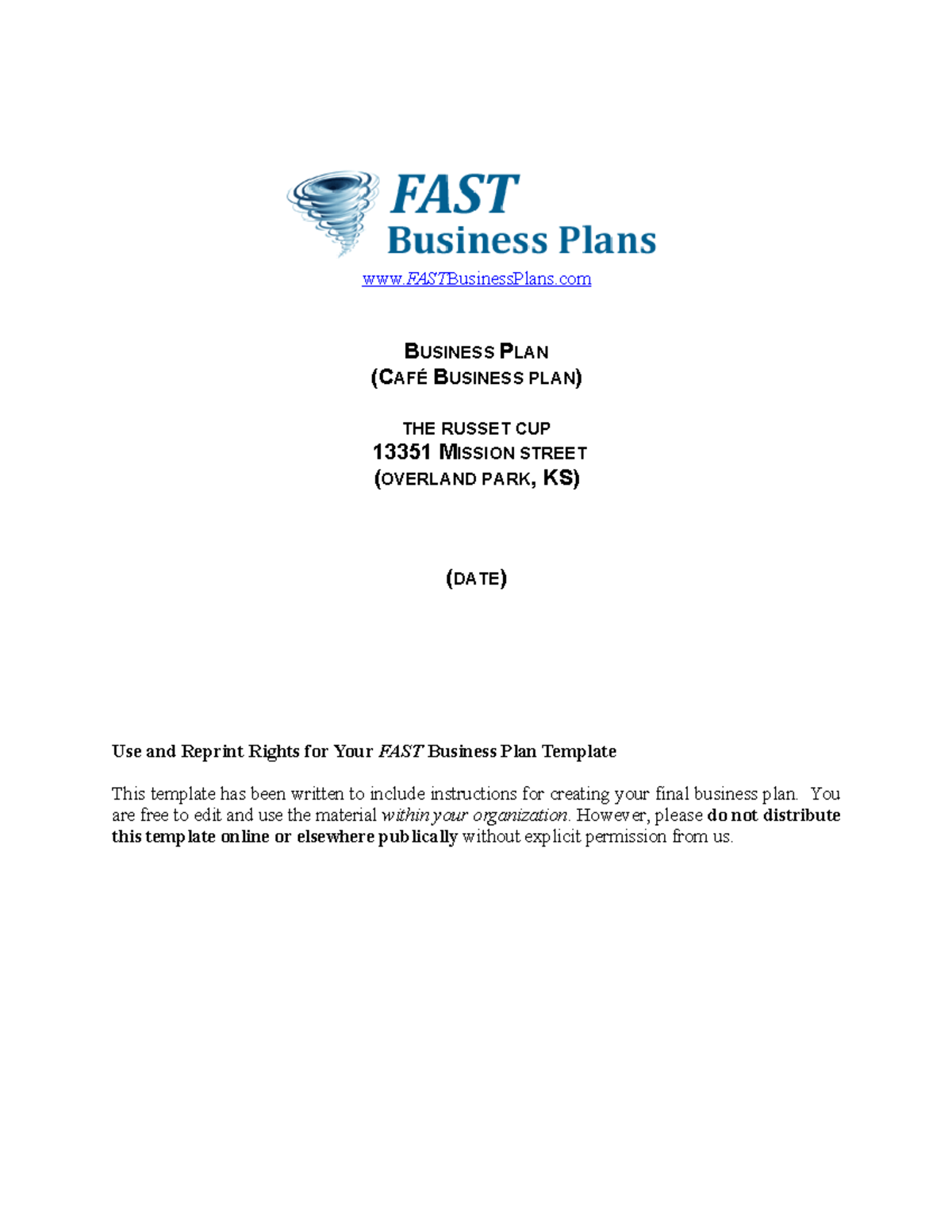 Cafe-Business-Plan - a sample Business Plan used to develop your own ...