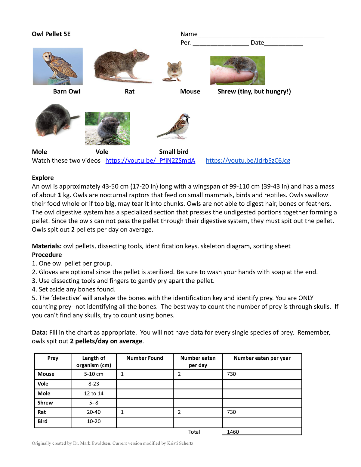 Owl Pellet Dissection & Prey Identification Visual Learning Guide