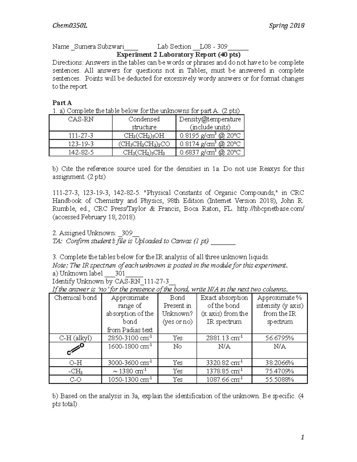 Lab report 2 chem 3428 section 06 picture