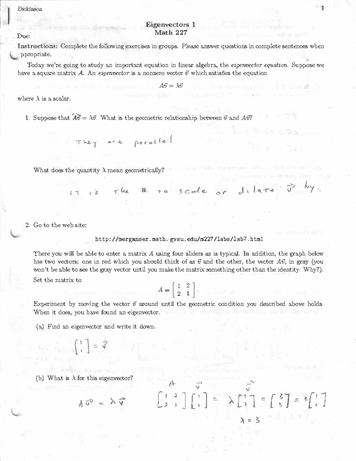 Mth-227-lab from 11192016 - I 䐀椀Ŀňn . Due: Eigenvectors 1 Math 227 1 ...
