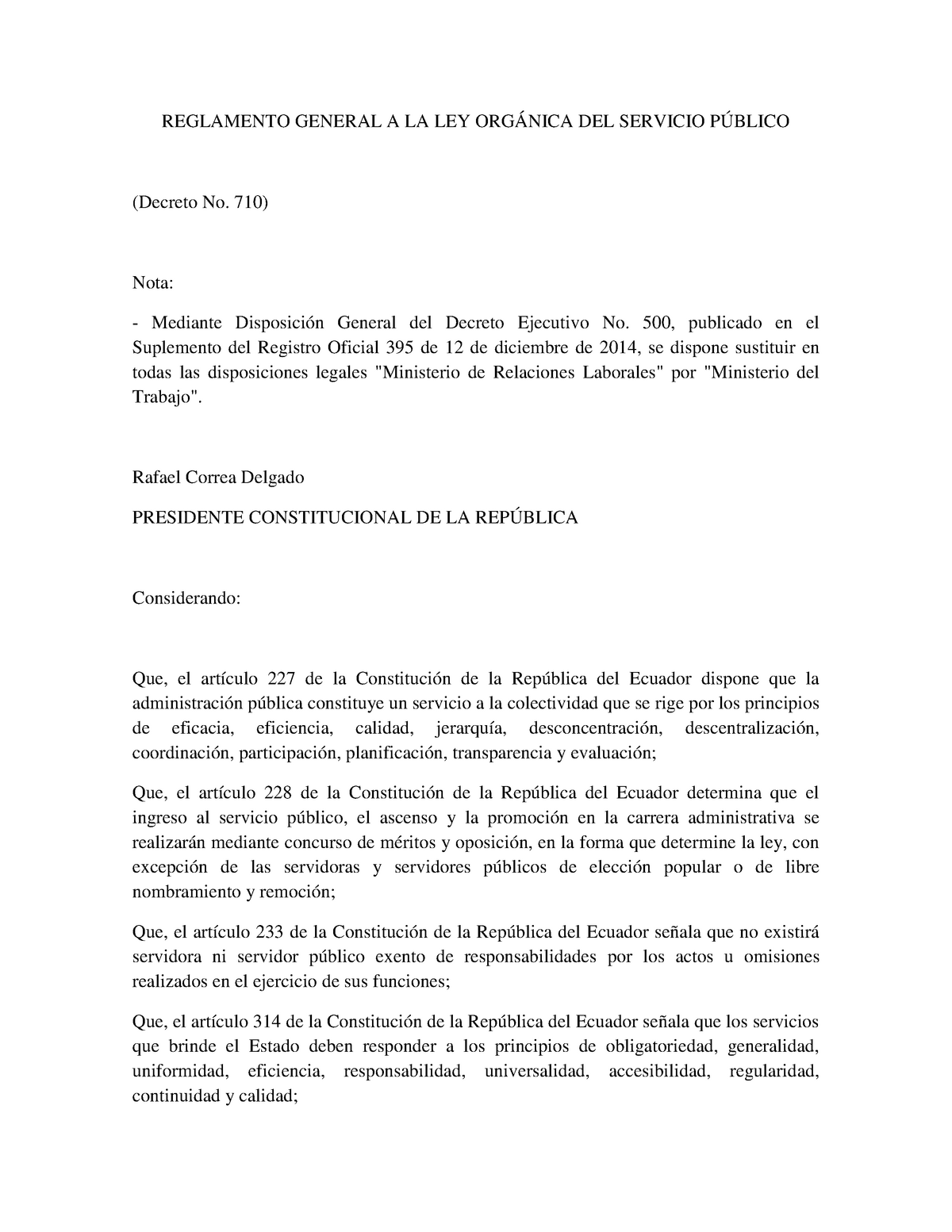 Reglamento General A La Ley Org Nica Del Servicio P Blico - REGLAMENTO ...