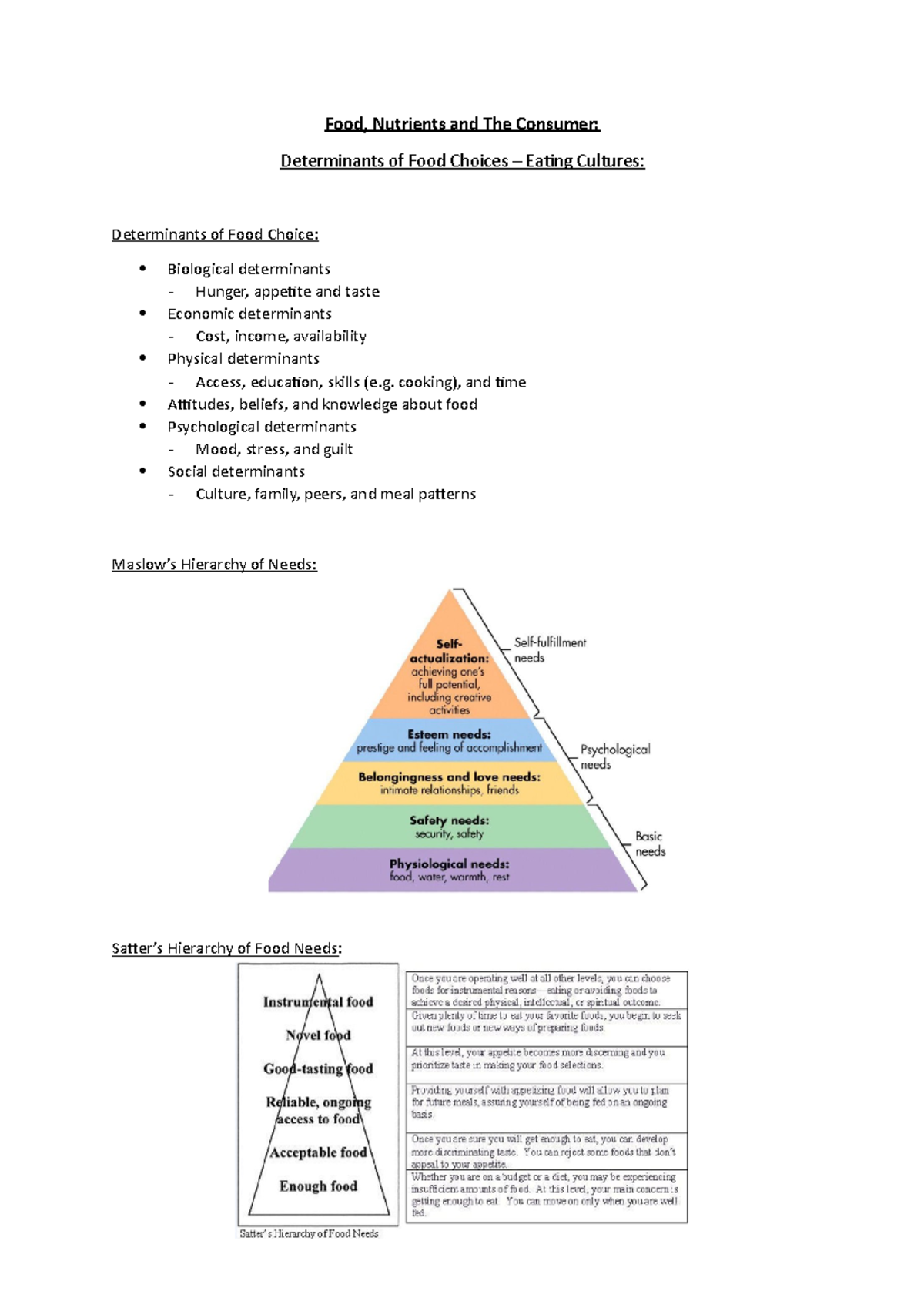 Lecture 9 - Determinants of Food Choices - Food, Nutrients and The ...