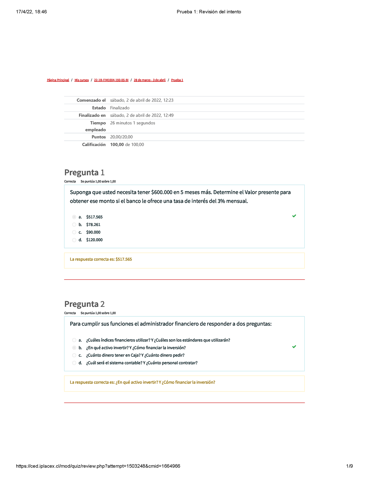 Finanzas II - Página Principal/Mis Cursos/22-1B-FIM1004-193-05-BI/ 28 ...