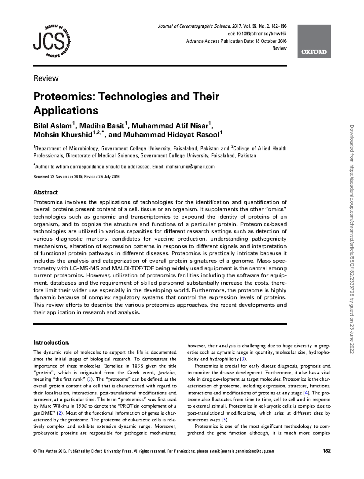 Bmw167 RESEARCH Journal of Chromatographic Science, 2017, Vol. 55