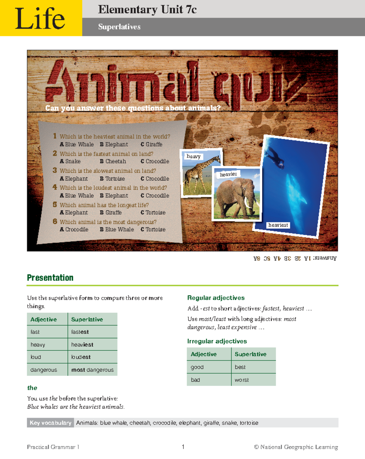 Elementary Unit 7c Superlatives - ####### Practical Grammar 1 1 ...
